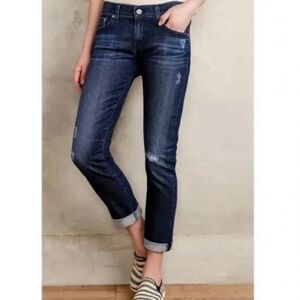 Anthropologie AG Adriano Goldschmied Women's boyfriend Skinny Jeans in Dark Blue